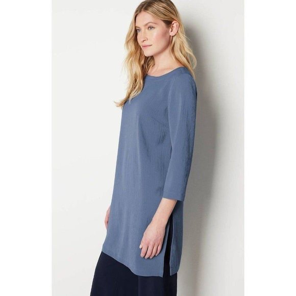 NWT Womens Plus Size 1X J. Jill Easy Care Boat Neck Tunic Top in Moonlit Blue - Picture 2 of 7